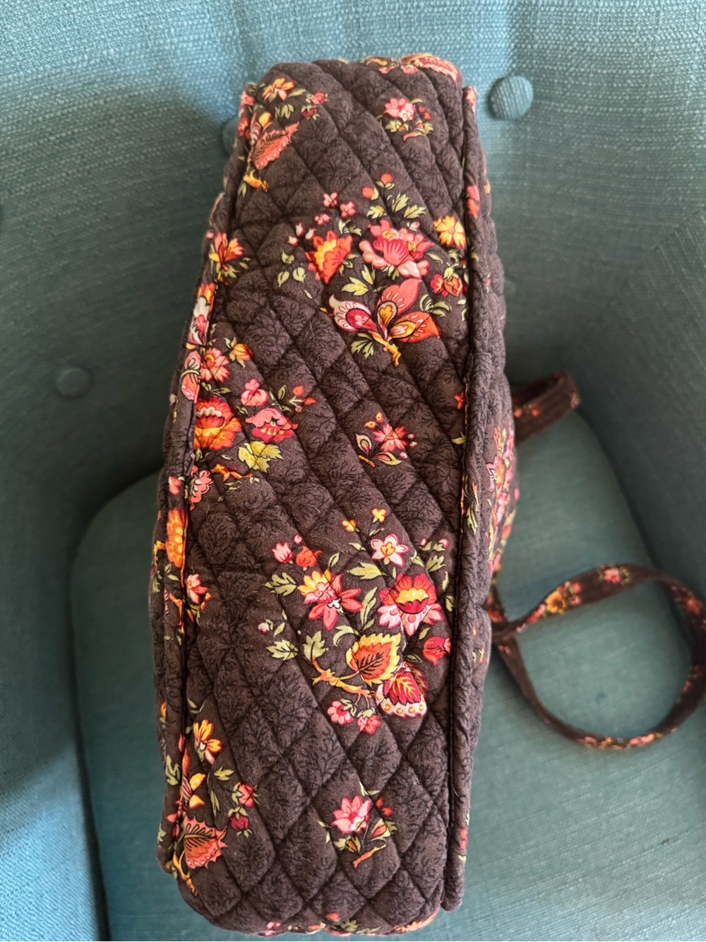 Vera Bradley Vintage Chocolat brown floral Quilted Shoulder Bag - Picture 7 of 9